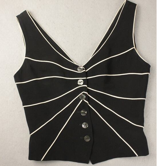 Vtg Sophie Sitbon Paris Womens Set Blazer and Vest Black White Trim Sz 36/38 - Picture 9 of 16